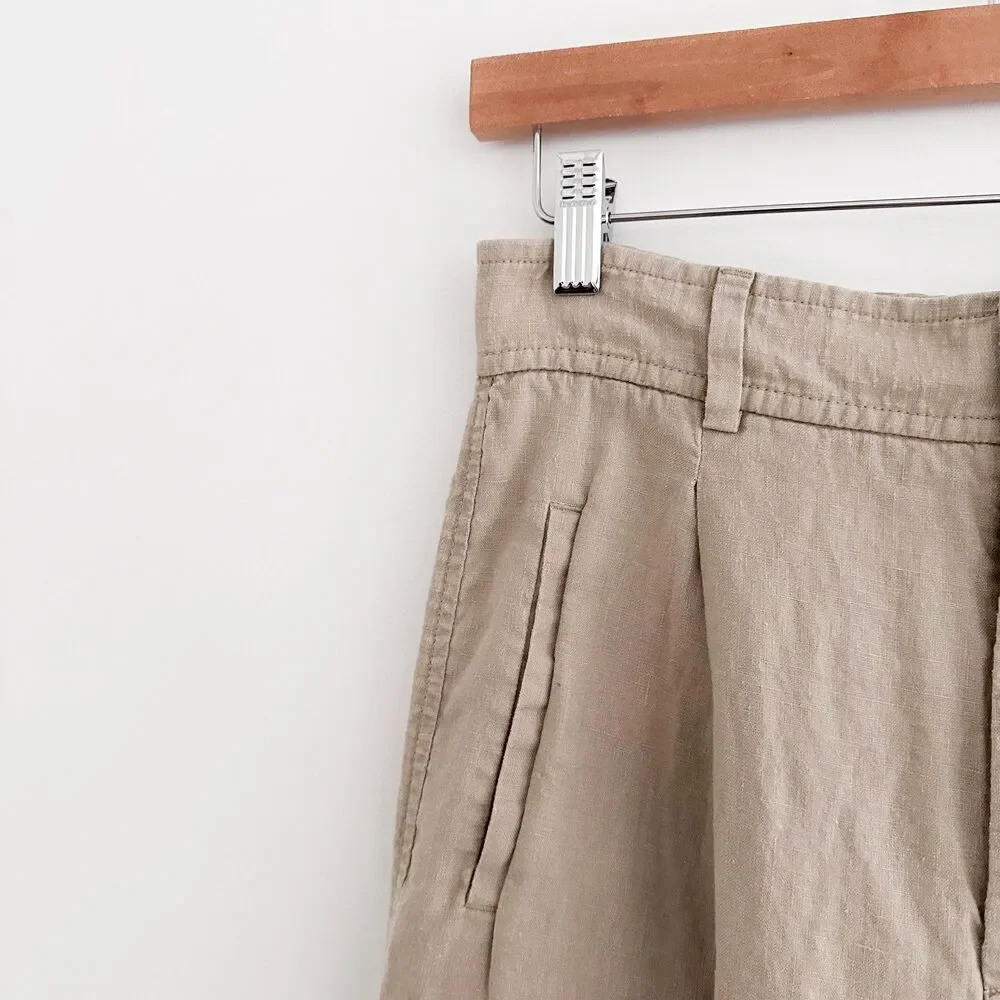 Everlane 100% Linen Wide Leg Pants Oatmeal Beige Linen Trouser Size 4